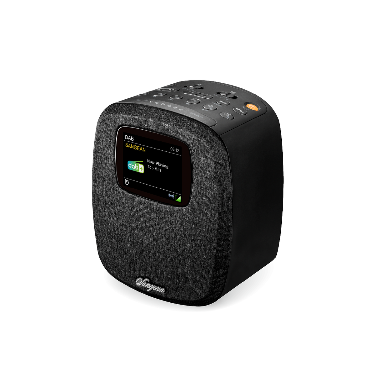 Sangean DCR-83 DAB+ Radiowecker mit Bluetooth, Black, Schrägansicht
