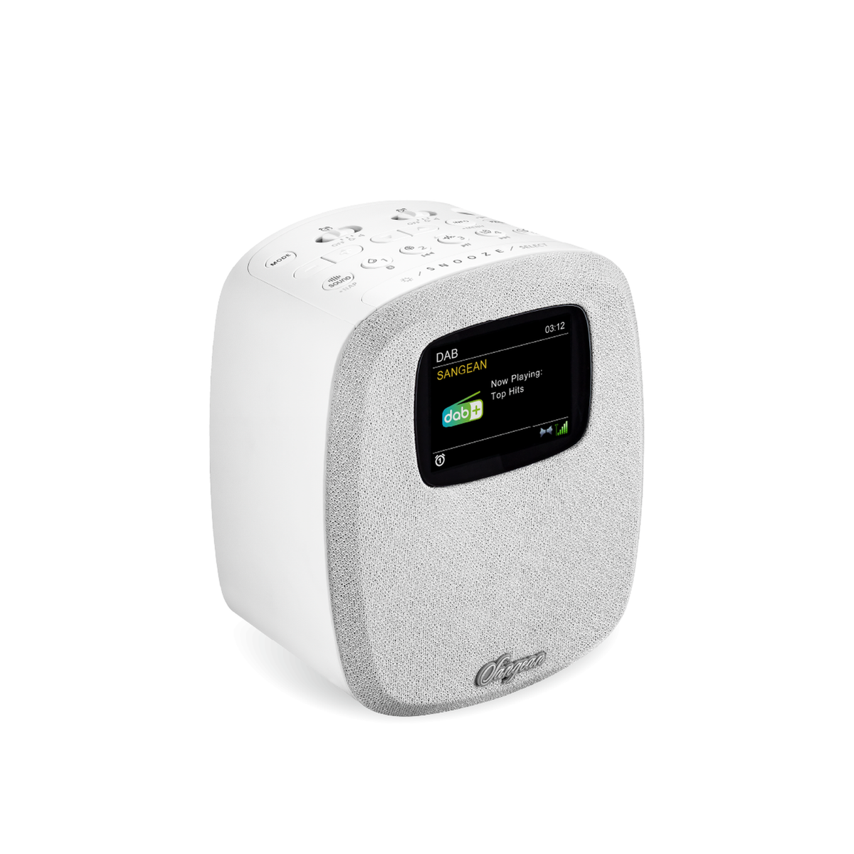 Sangean DCR-83 DAB+ Radiowecker mit Bluetooth, White, Schrägansicht von links