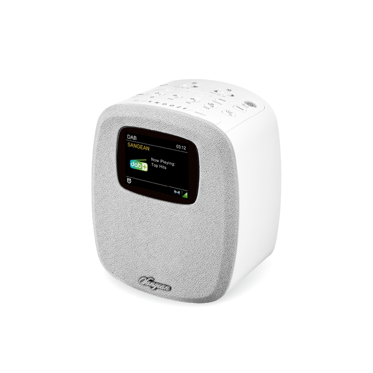 Sangean DCR-83 DAB+ Radiowecker mit Bluetooth, White, Schrägansicht