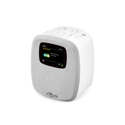 Sangean DCR-83 DAB+ Radiowecker mit Bluetooth, White, Schrägansicht