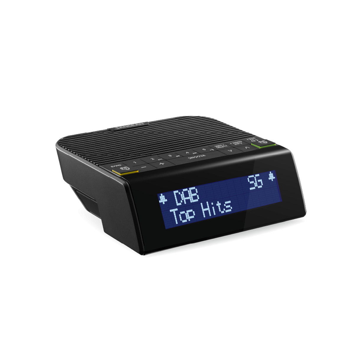 Sangean DCR-90BT DAB+ Radiowecker, Black, Schrägansicht von links