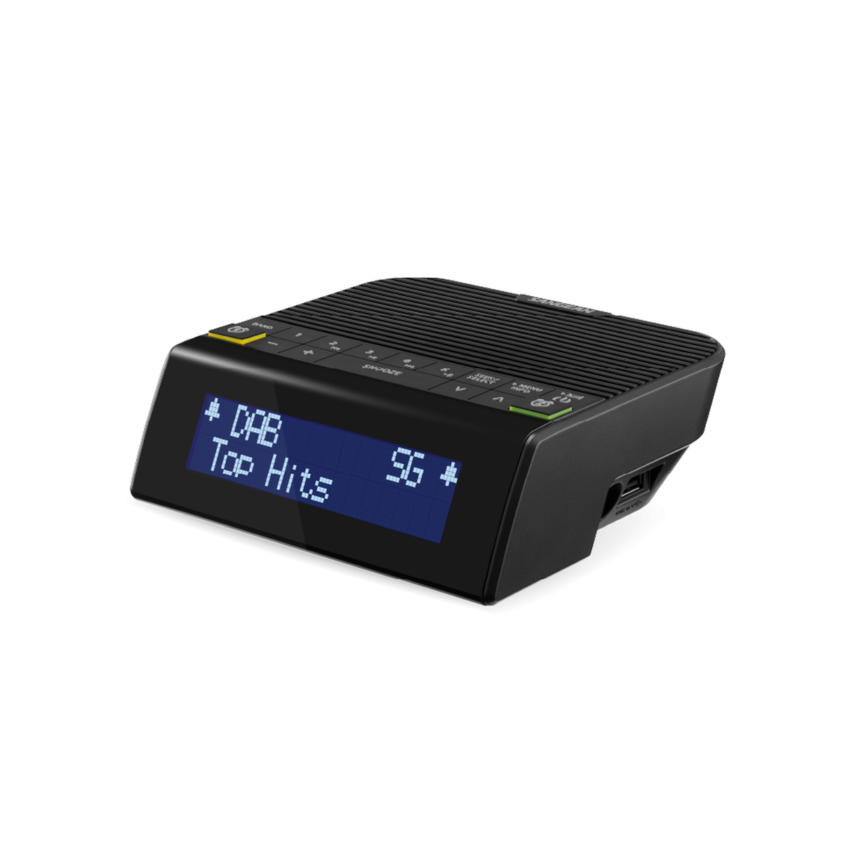 Sangean DCR-90BT DAB+ Radiowecker, Black, Schrägansicht