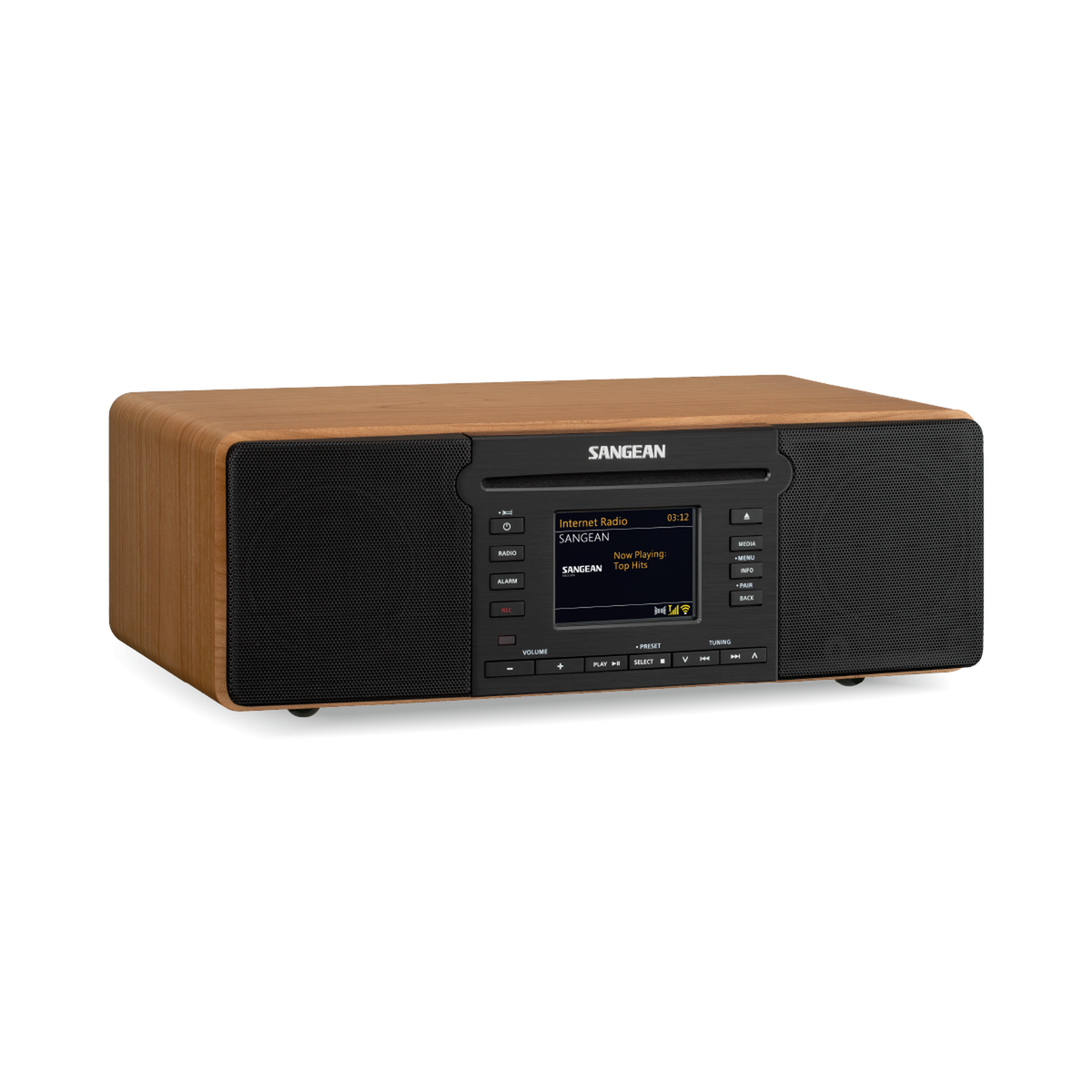 Sangean DDR-66BT Internetradio mit CD, Walnut, Schrägansicht von links