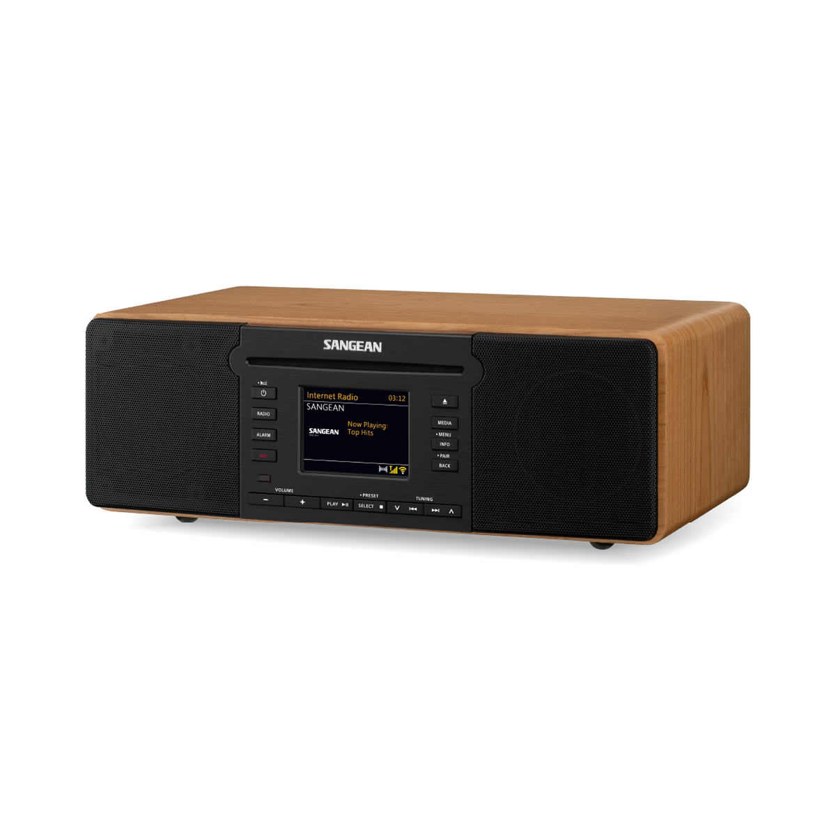 Sangean DDR-66BT Internetradio mit CD, Walnut, Schrägansicht