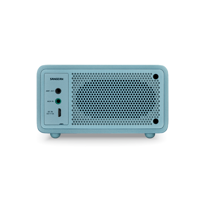 Sangean DDR-7 DAB+ Holzradio Rückansicht mit Anschlüssen und Lautsprechergitter in Norse Blue