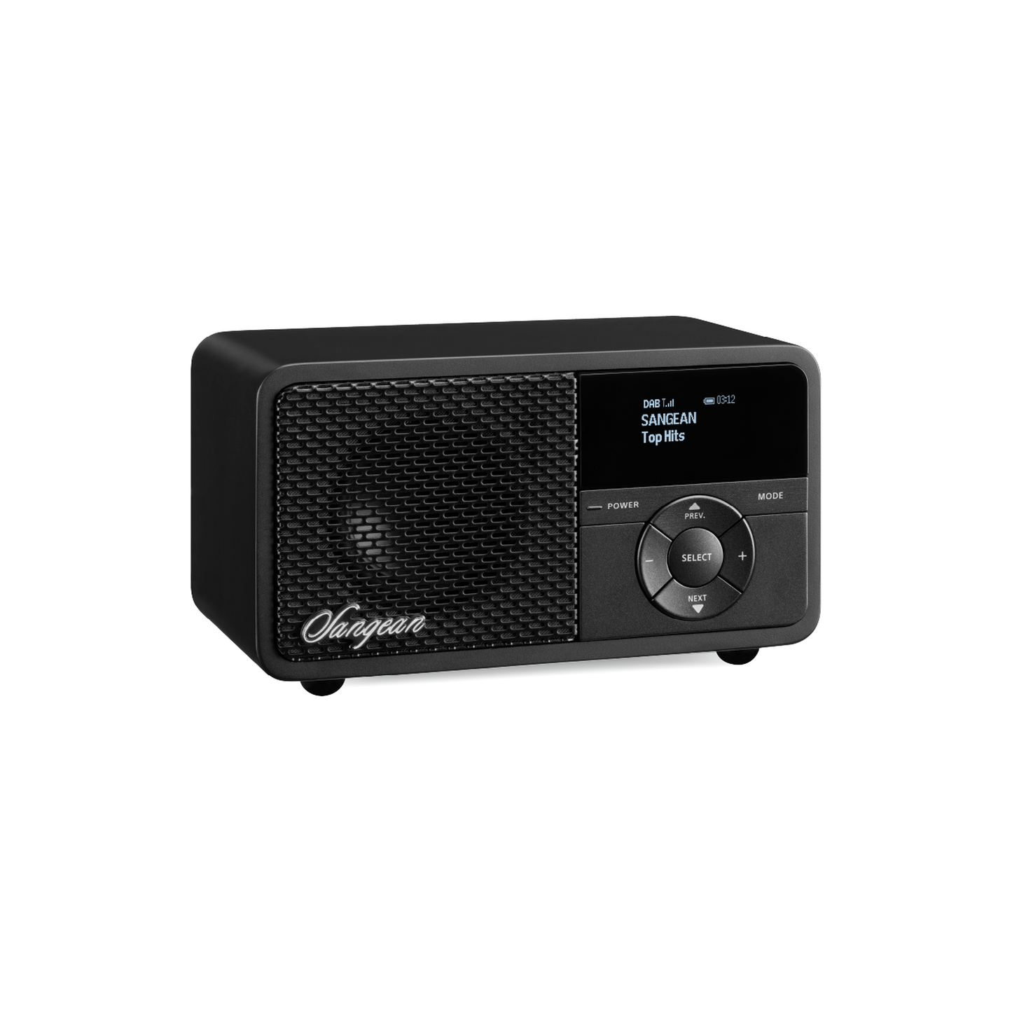 Sangean DDR-7X DAB+ Holzradio mit Akku Schrägansicht aus flacherem Blickwinkel in Black