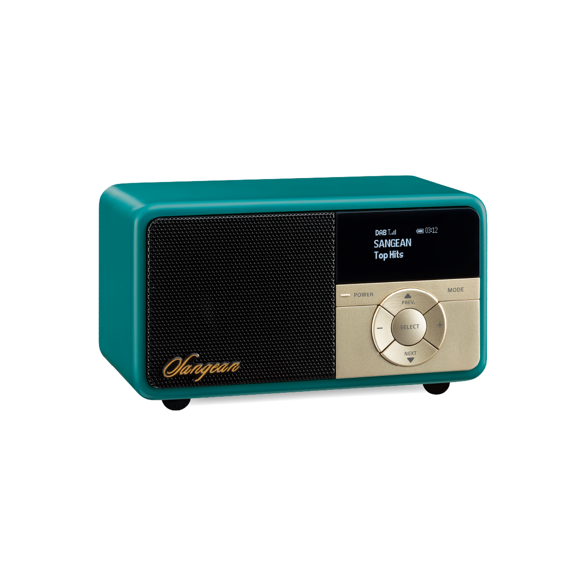 Sangean DDR-7X DAB+ Holzradio mit Akku Schrägansicht aus flacherem Blickwinkel in Green