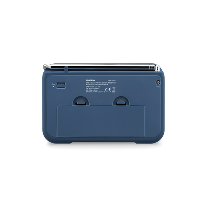 Sangean DPR-76BT DAB+ Radio Rückansicht mit Batteriefach in Dark Blue