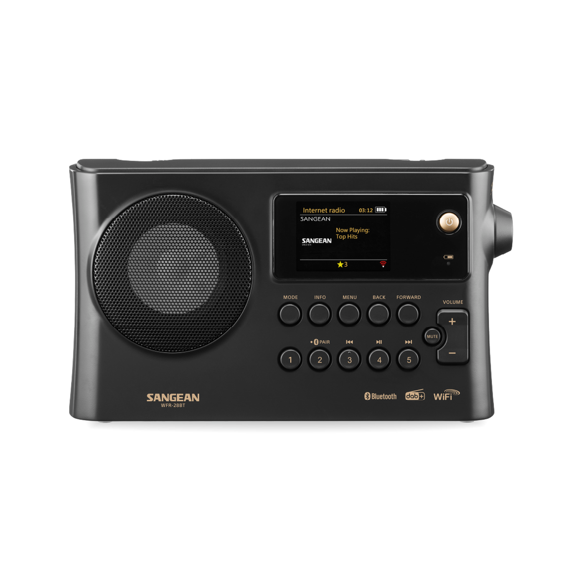 Sangean WFR-28BT Portables Internetradio, Black, Frontansicht