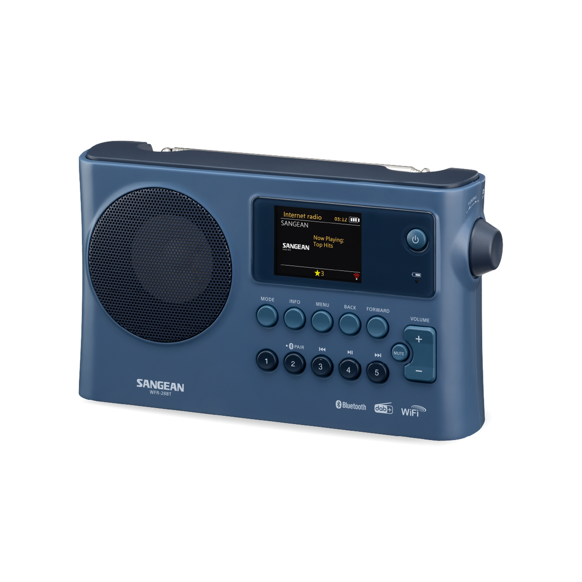 Sangean WFR-28BT Portables Internetradio, Dark Blue, Schrägansicht