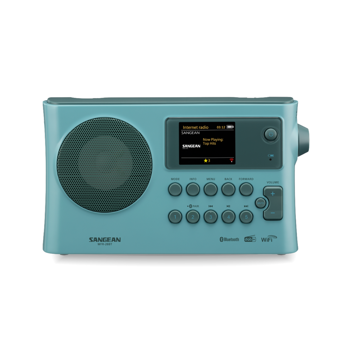 Sangean WFR-28BT Portables Internetradio, Light Blue, Frontansicht