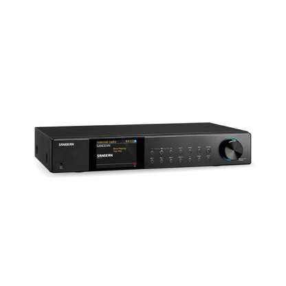 Sangean WFT-4 Internetradio & DAB+ Receiver Schrägansicht mit Blick auf Frontblende und Bedientasten