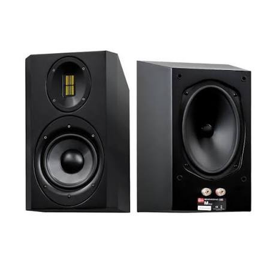 Scansonic HD M15.2 Regallautsprecher Stereopaar in Schwarz, Frontansicht und Rückansicht