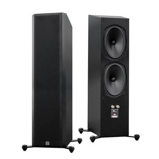 Scansonic HD M20.2 Standlautsprecher Stereopaar in Schwarz, Frontansicht und Rückansicht