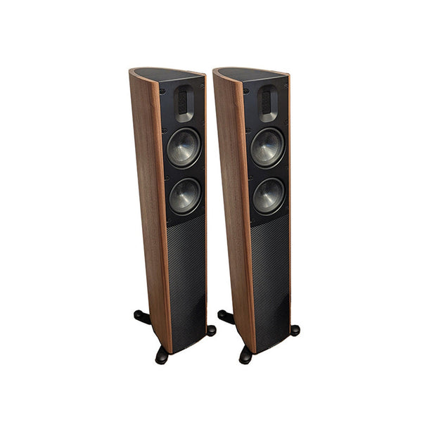 Scansonic HD MB2.5 B Standlautsprecher Stereopaar in Walnuss, Frontansicht