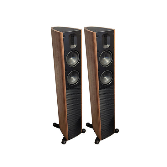Scansonic HD MB2.5 B Standlautsprecher Stereopaar in Walnuss, Frontansicht
