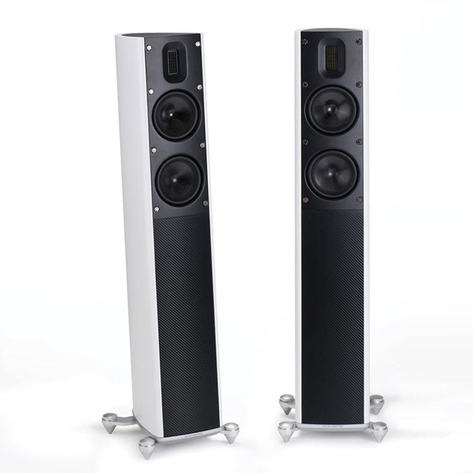 Scansonic HD MB2.5 B Standlautsprecher Stereopaar in Weiss, Frontansicht und Rückansicht