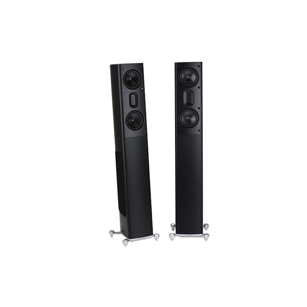 Scansonic HD MB3.5 B Standlautsprecher Stereopaar in Schwarz, Frontansicht und Rückansicht