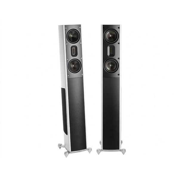 Scansonic HD MB3.5 B Standlautsprecher Stereopaar in Weiss, Frontansicht und Rückansicht