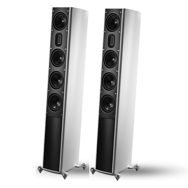 Scansonic HD MB5 B Standlautsprecher Stereopaar in Weiss, Frontansicht und Rückansicht
