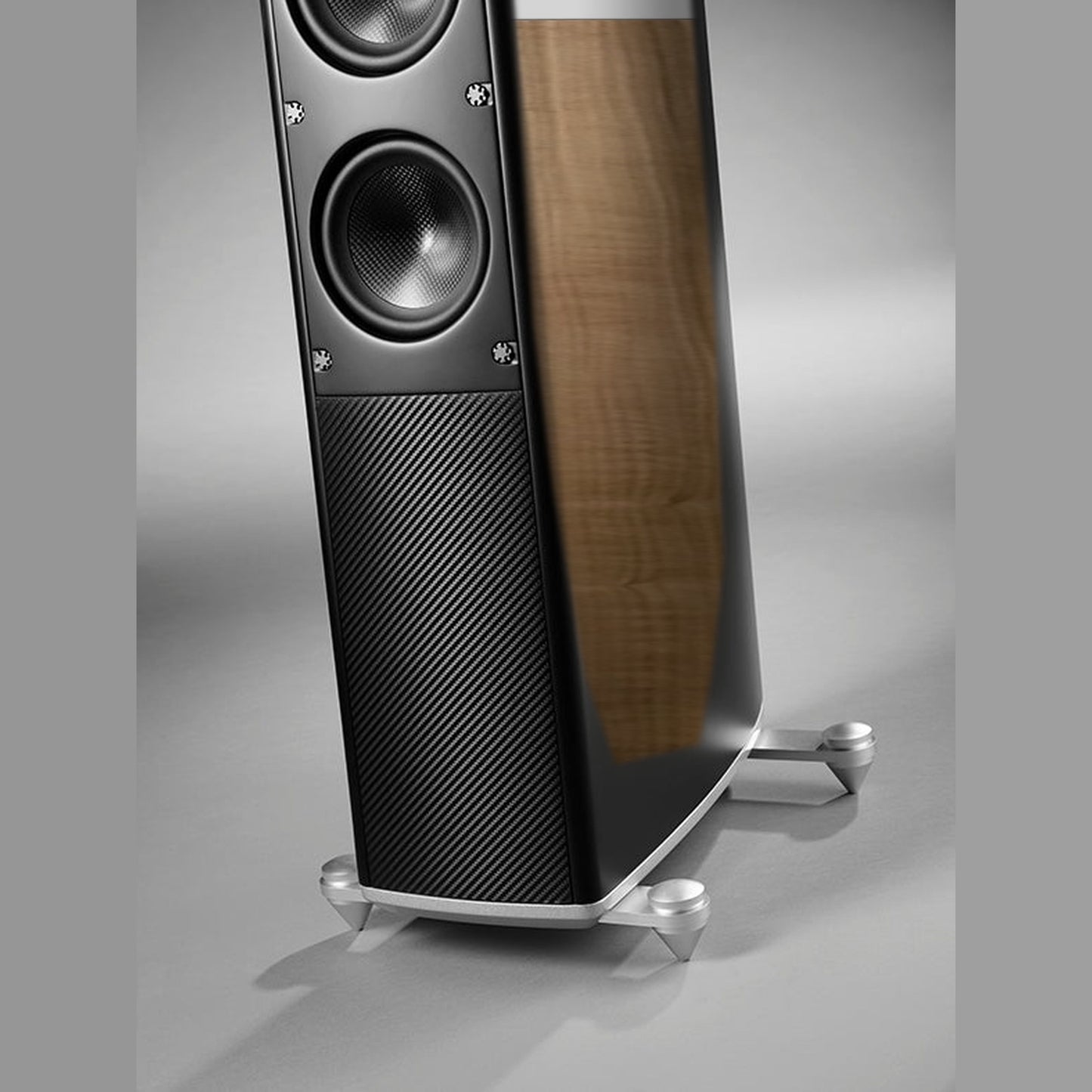 Scansonic HD MB6 B Standlautsprecher Detailansicht Gehäusefuss mit Standplatte