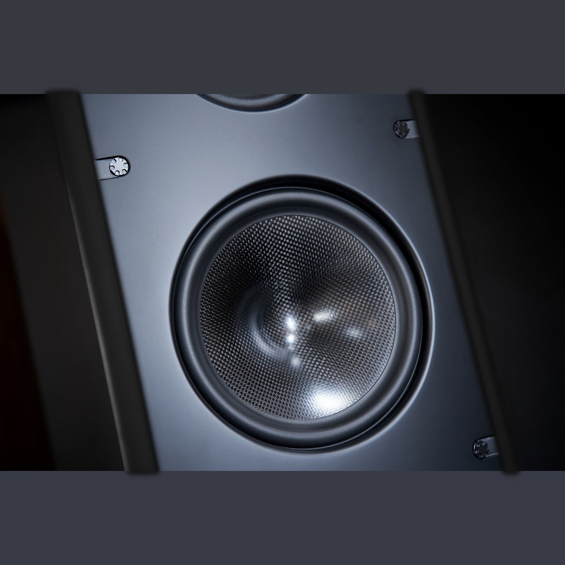 Scansonic HD MB8 B Standlautsprecher Detailansicht Tieftöner mit Carbon-Membran