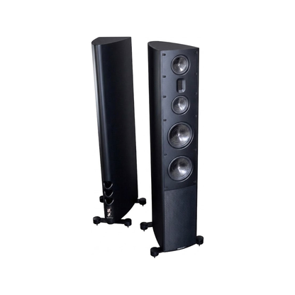 Scansonic HD MB8 B Standlautsprecher Stereopaar in Schwarz, Frontansicht und Rückansicht