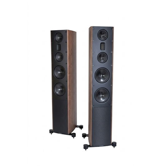 Scansonic HD MB8 B Standlautsprecher Stereopaar in Walnuss, Frontansicht