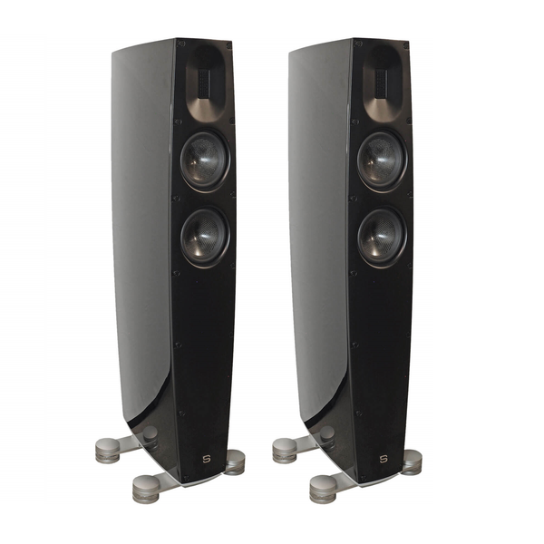 Scansonic HD Q3 Standlautsprecher Stereopaar in Schwarz, Frontansicht