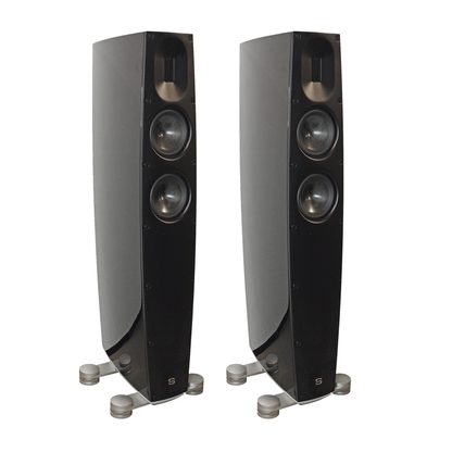 Scansonic HD Q3 Standlautsprecher Stereopaar in Schwarz, Frontansicht