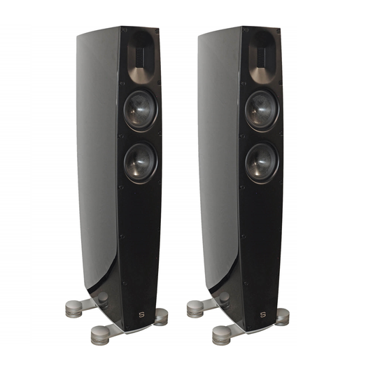 Scansonic HD Q3 Standlautsprecher Stereopaar in Schwarz, Frontansicht