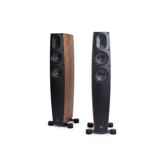 Scansonic HD Q3 Standlautsprecher Stereopaar in Walnuss, Frontansicht