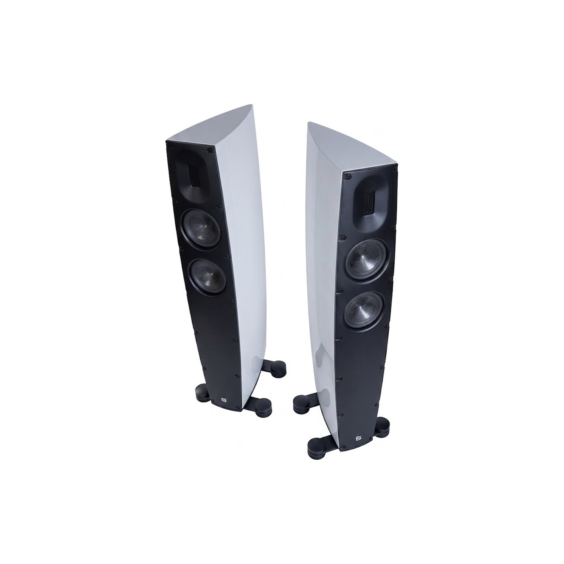 Scansonic HD Q3 Standlautsprecher Stereopaar in Weiss, Frontansicht und Seitenansicht