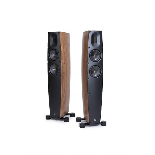 Scansonic HD Q8 Standlautsprecher Stereopaar in Walnuss, Frontansicht