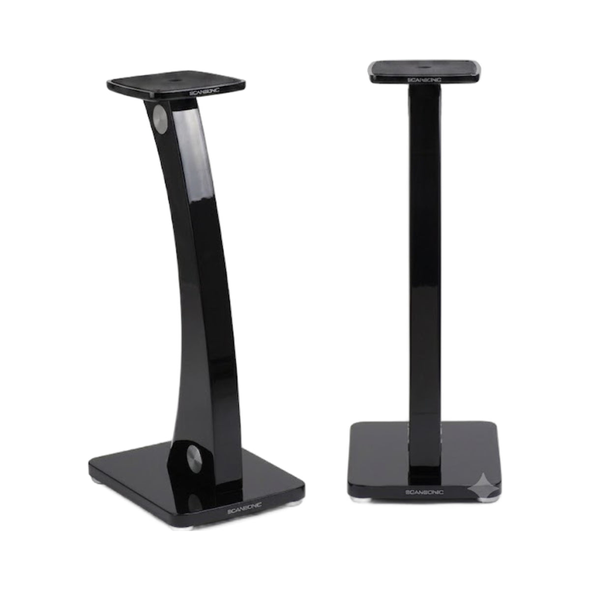 Scansonic HD Single Stand Lautsprecher-Ständer in Schwarz, Front- und Rückansicht