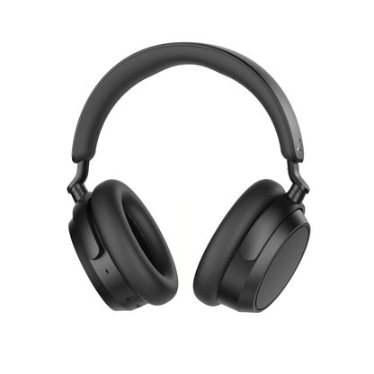 Sennheiser Accentum Wireless Over-Ear-Kopfhörer Schwarz Schrägansicht mit gefalteten Ohrpolstern im Halbprofil
