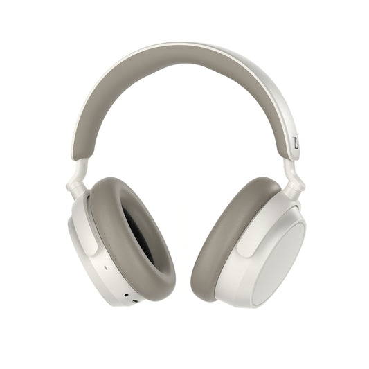 Sennheiser Accentum Wireless Over-Ear-Kopfhörer Weiss Schrägansicht mit gefalteten Ohrpolstern im Halbprofil