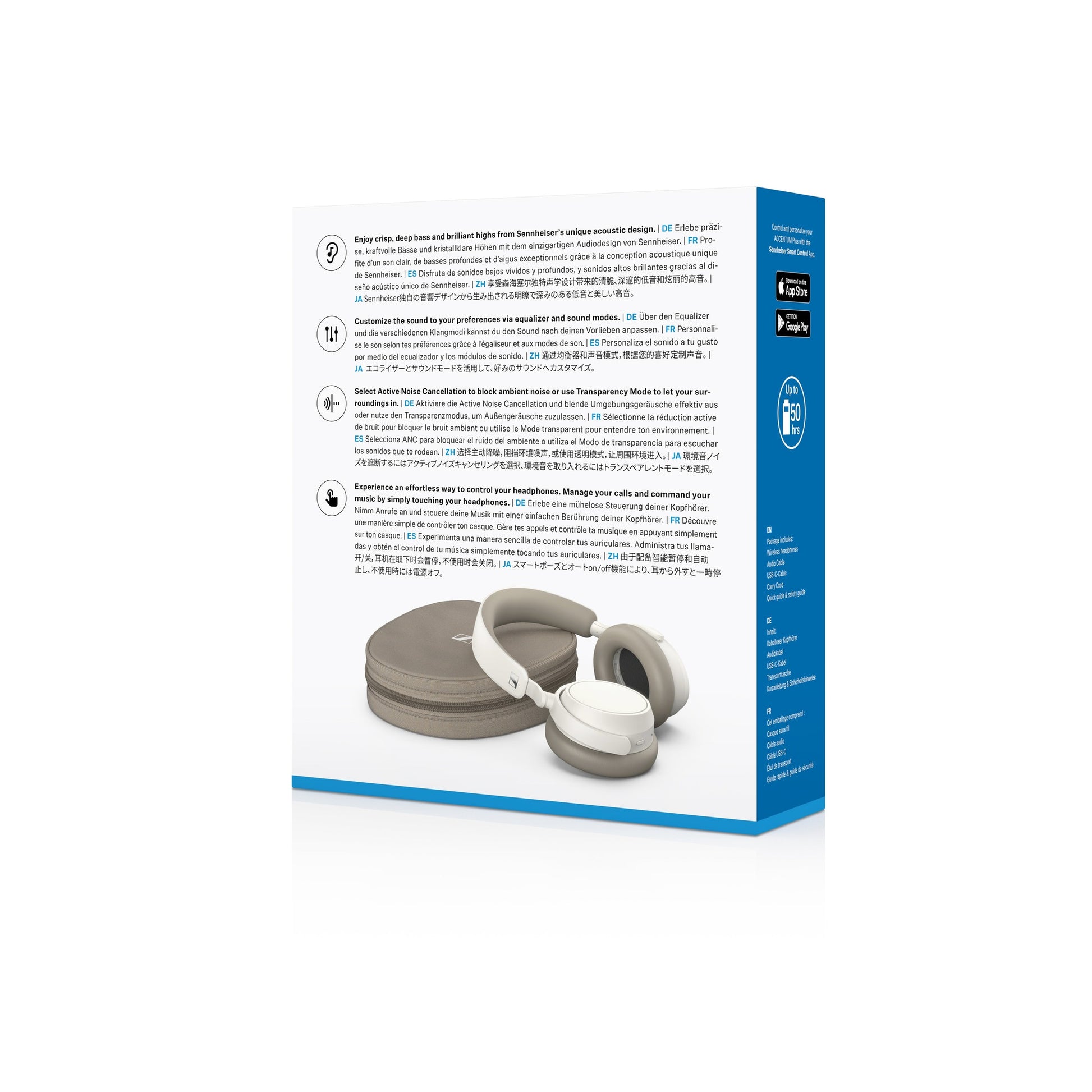 Sennheiser Accentum Wireless Over-Ear-Kopfhörer Weiss Verpackung Rückseite mit Produktdaten