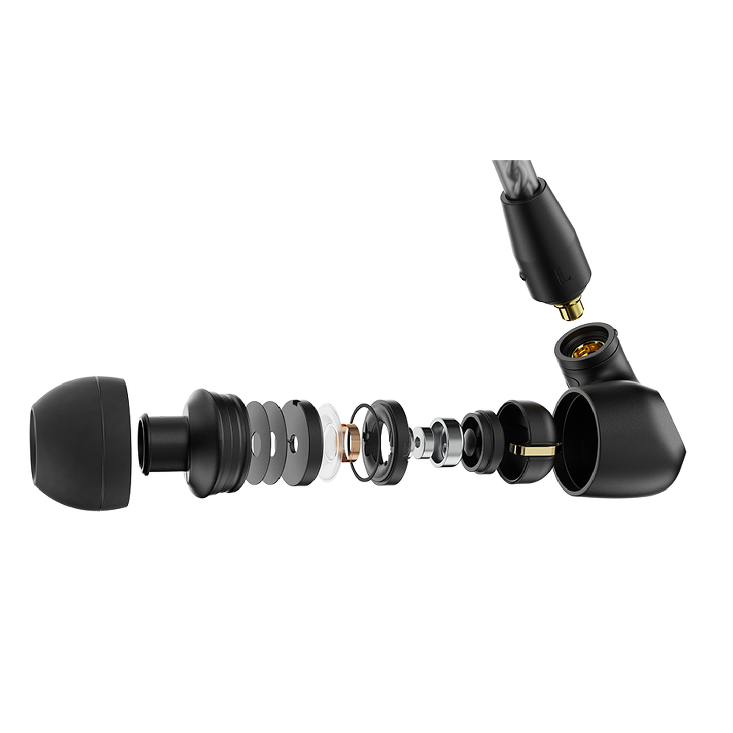 Sennheiser IE 200 In-Ear-Kopfhörer Detailansicht Explosionsdarstellung der Bauteile