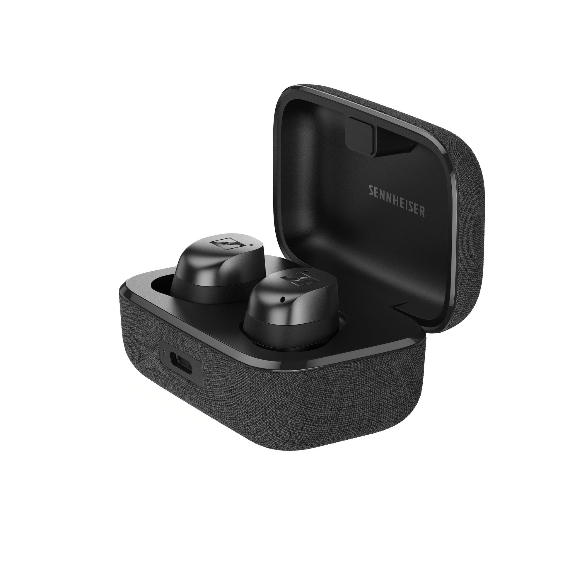 Sennheiser Momentum True Wireless 4 In-Ear-Kopfhörer Schwarz-Graphit Detailansicht Ohrhörer Nahaufnahme seitlich