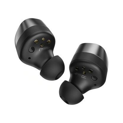 Sennheiser Momentum True Wireless 4 In-Ear-Kopfhörer Schwarz-Graphit Schrägansicht beide Ohrhörer im Halbprofil