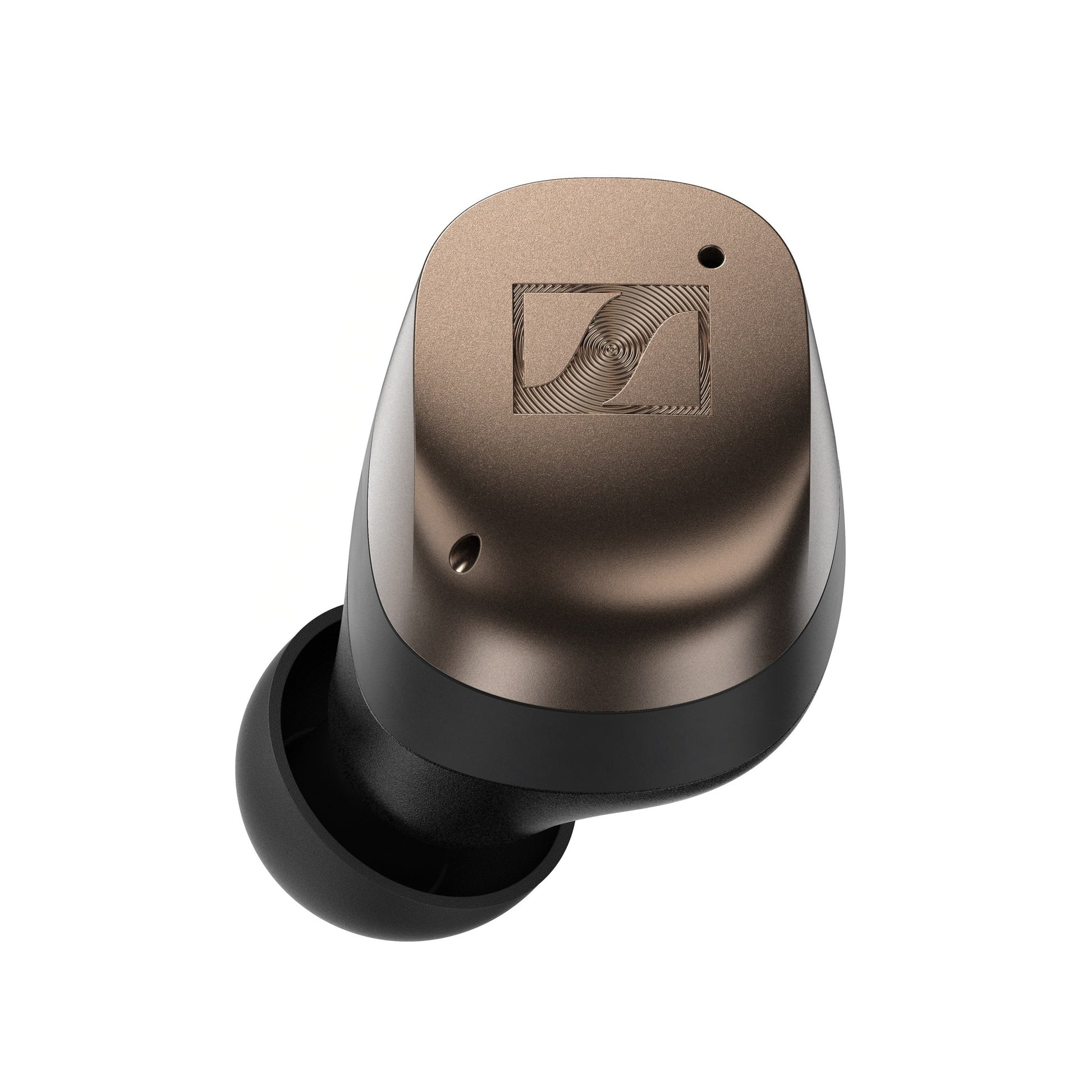 Sennheiser Momentum True Wireless 4 In-Ear-Kopfhörer Schwarz-Kupfer Frontansicht eines Ohrhörers