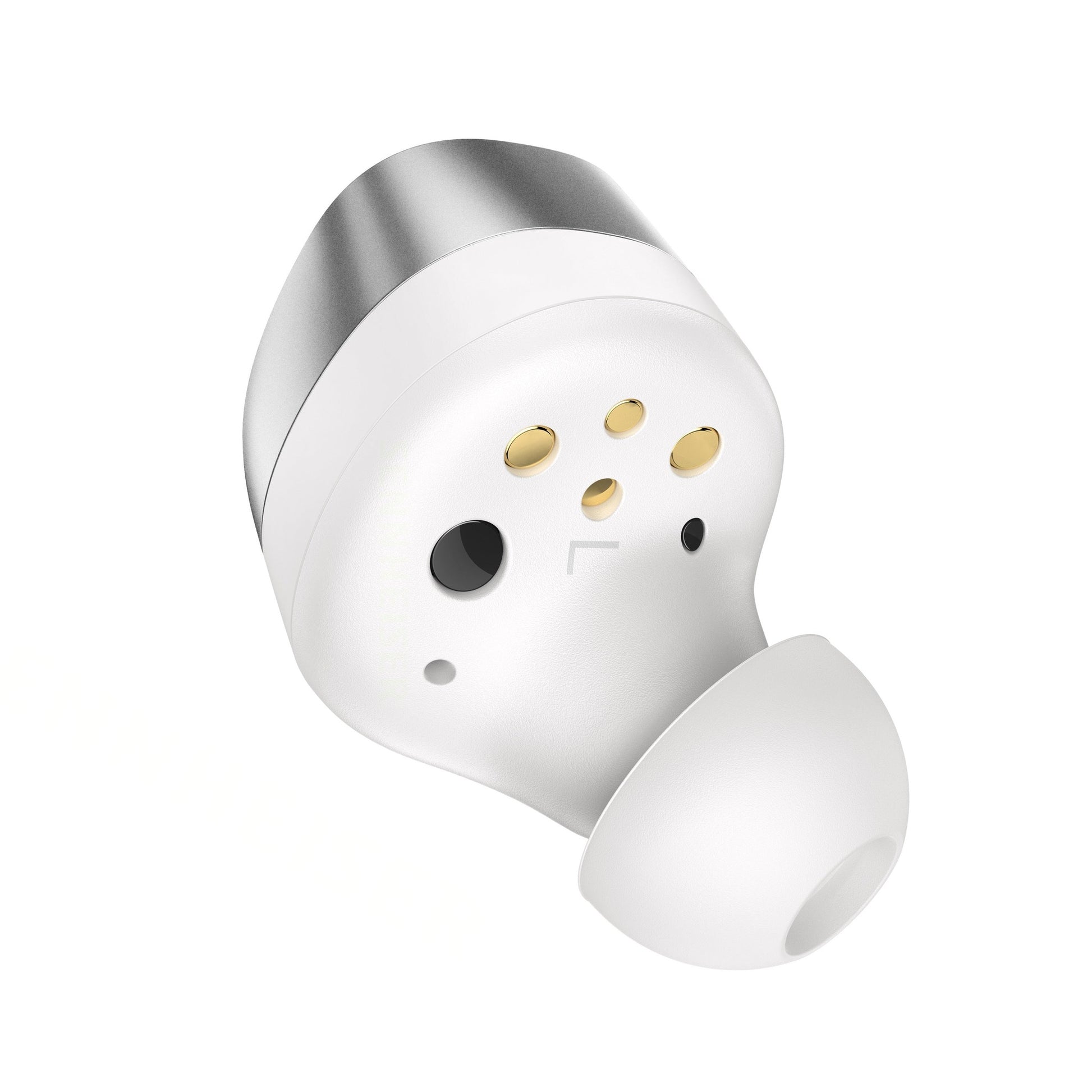 Sennheiser Momentum True Wireless 4 In-Ear-Kopfhörer Weiss-Silber Detailansicht Ladekontakte