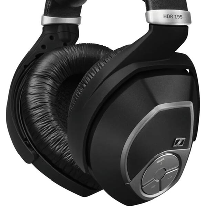 Sennheiser RS 195 Funkkopfhörer-System Detailansicht Ohrmuschel mit Bedienrad