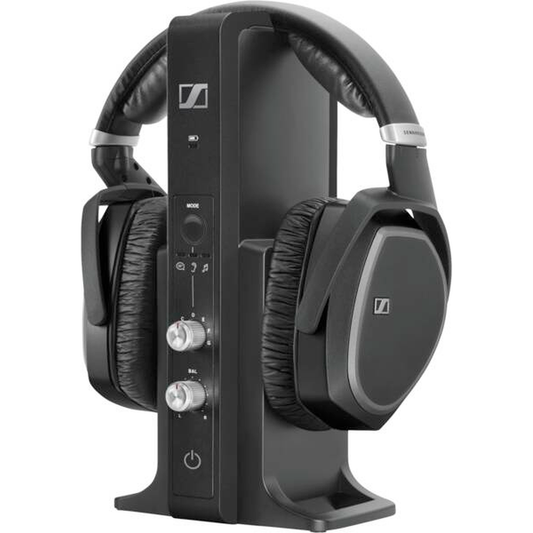 Sennheiser RS 195 Funkkopfhörer-System Frontansicht mit Ladestation