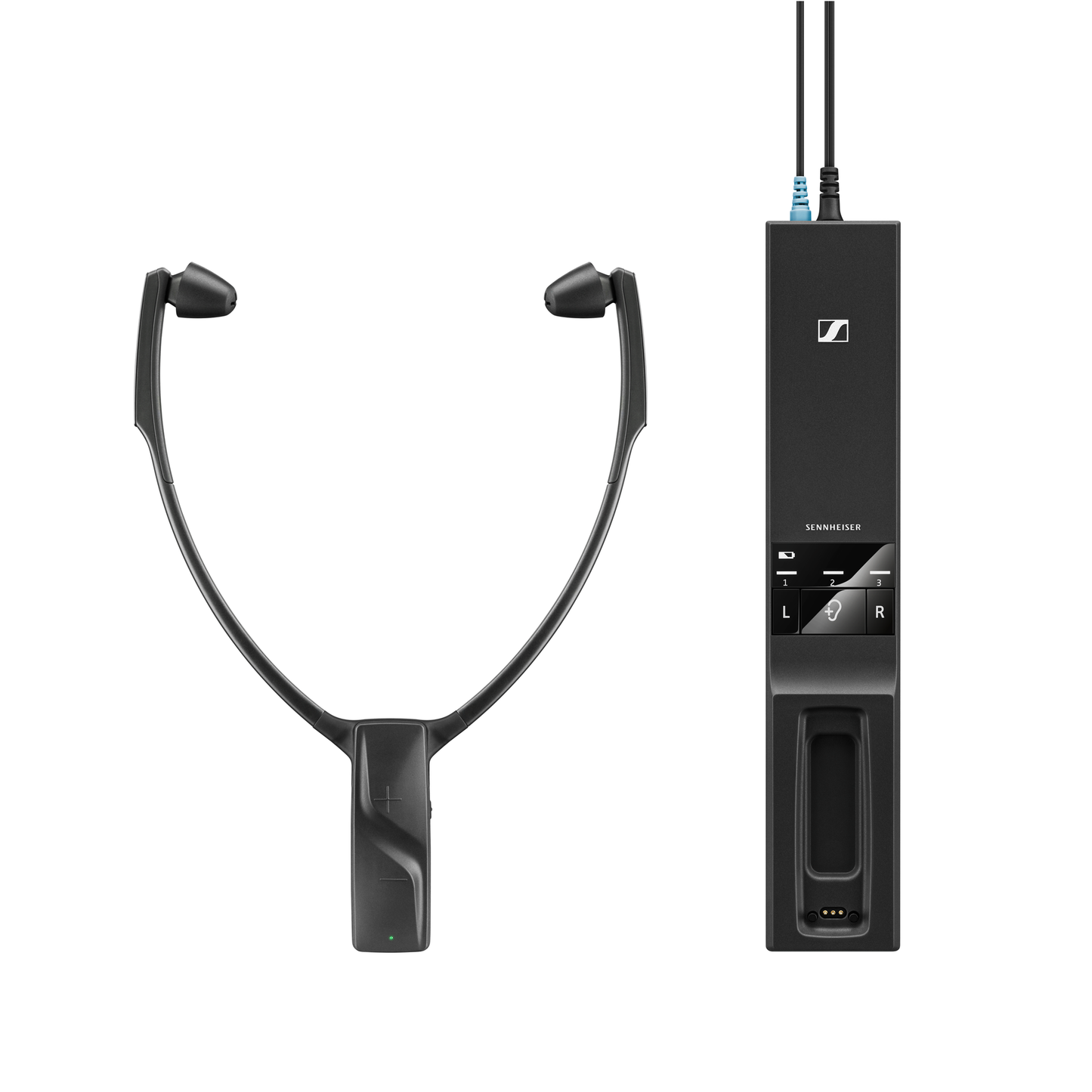 Sennheiser RS 5200 TV-Funkkopfhörer-System Frontansicht mit Ladestation