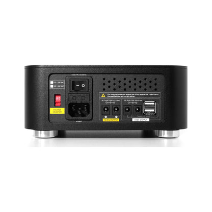 Silent Angel Forester F2 Lineares Netzteil Rückansicht mit Netzeingang, 12-V- und 5-V-DC-Ausgängen