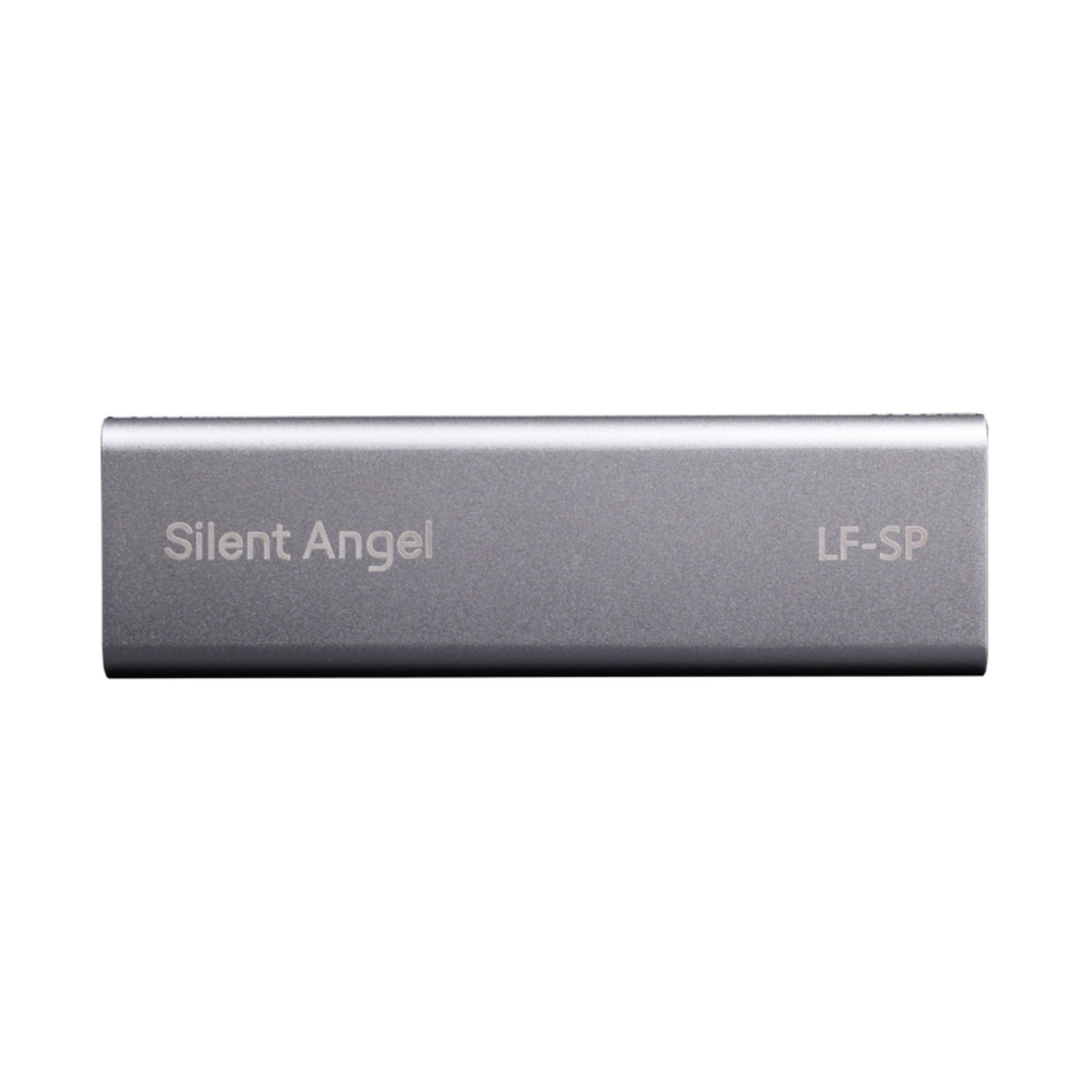 Silent Angel LF-SP Netzwerkfilter Frontansicht des Aluminiumgehäuses mit Markenaufdruck