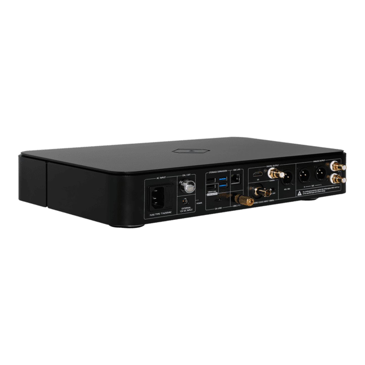 Silent Angel Munich MU High-End-Streamer & DAC Schrägansicht von hinten links mit Anschlussfeld