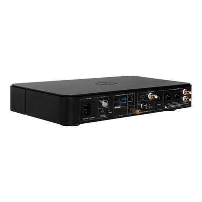Silent Angel Munich MU High-End-Streamer & DAC Schrägansicht von hinten links mit Anschlussfeld